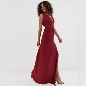 ASOS DESIGN Premium Lace Insert Pleated Maxi Dress size UK 2 US 00